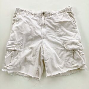 American Eagle Outfitters Off-White Cargo Shorts with Frayed Hem